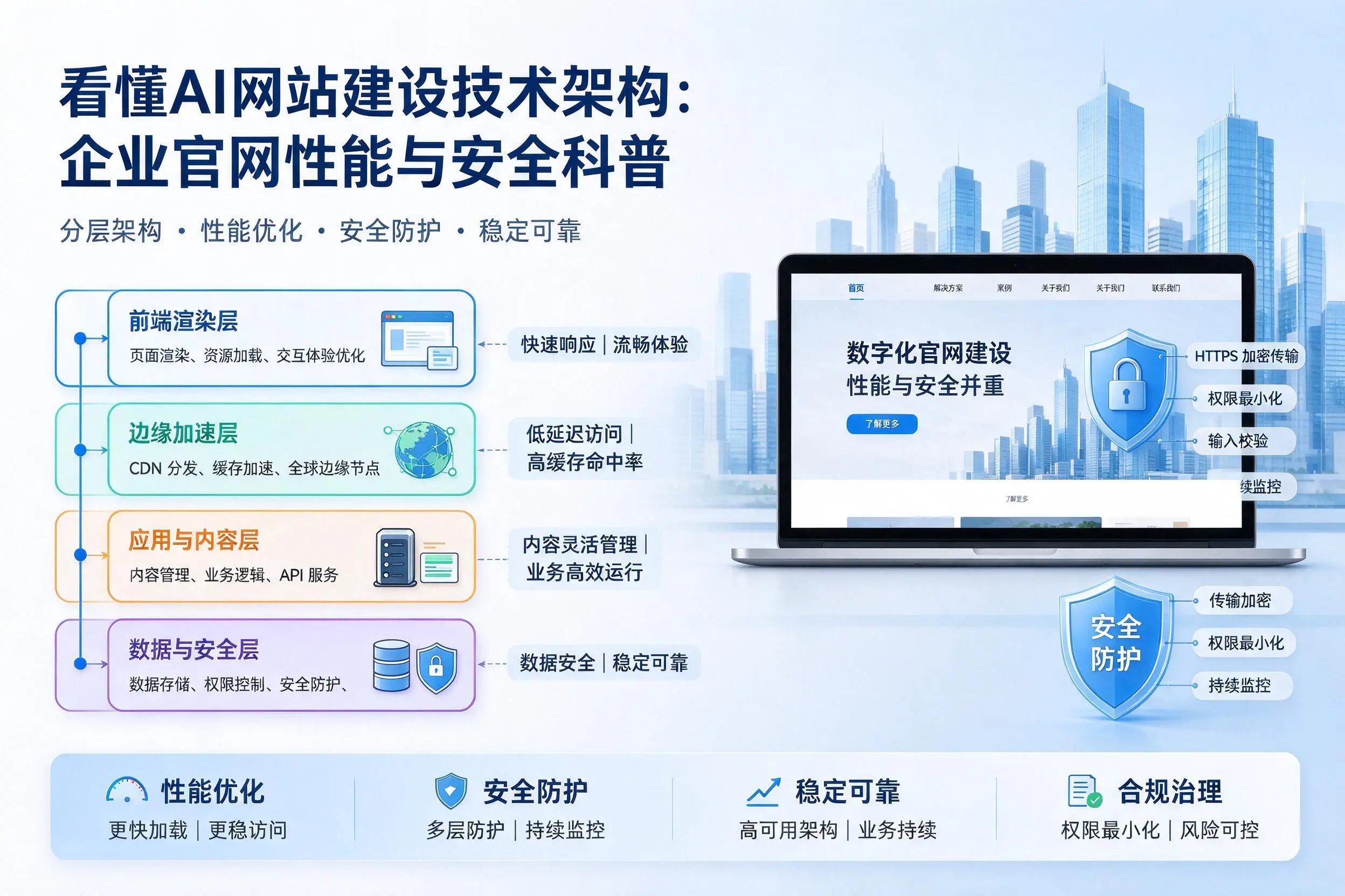 看懂AI网站建设技术架构：宿迁企业官网性能与安全科普