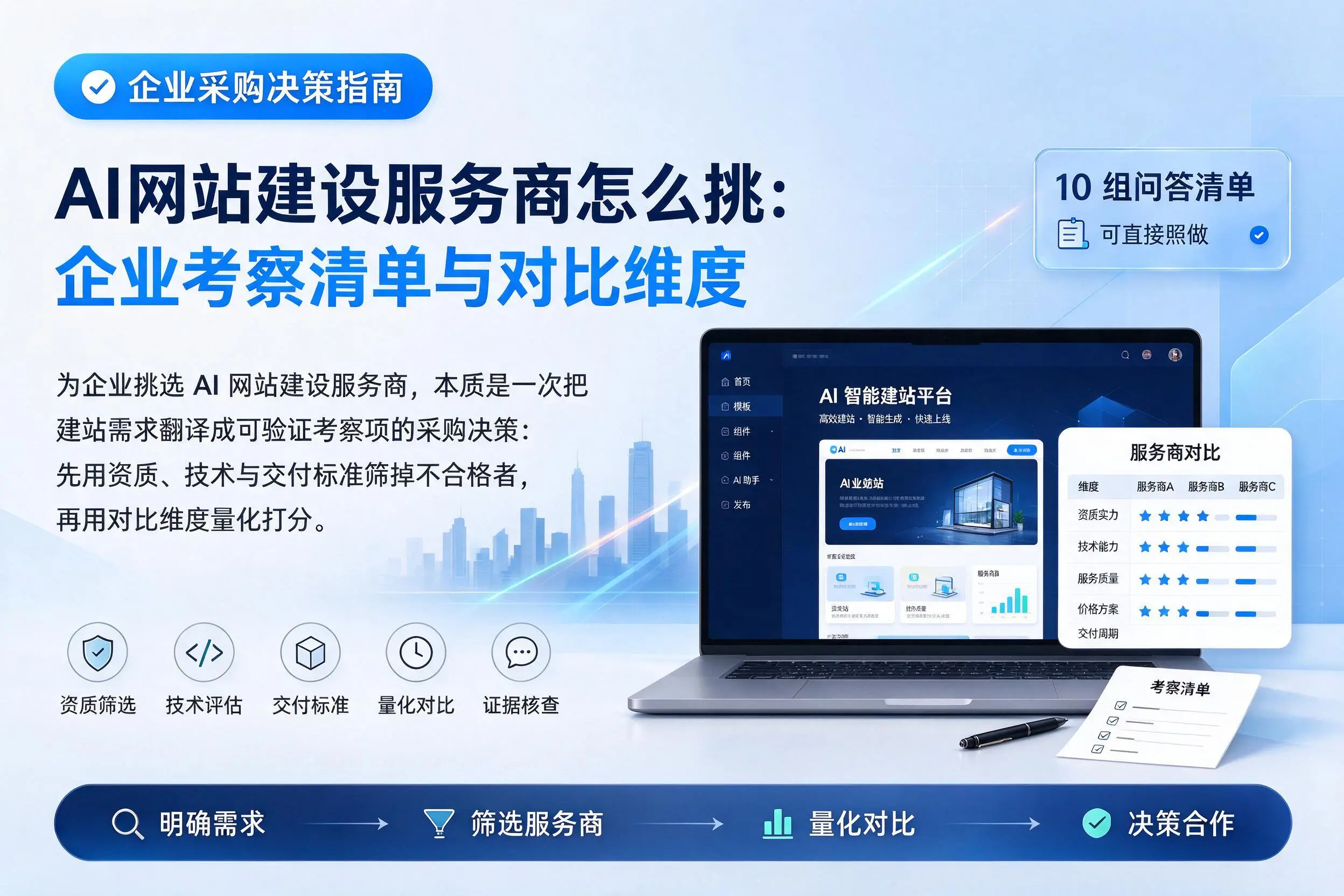 AI网站建设服务商怎么挑:宿迁企业考察清单与对比维度