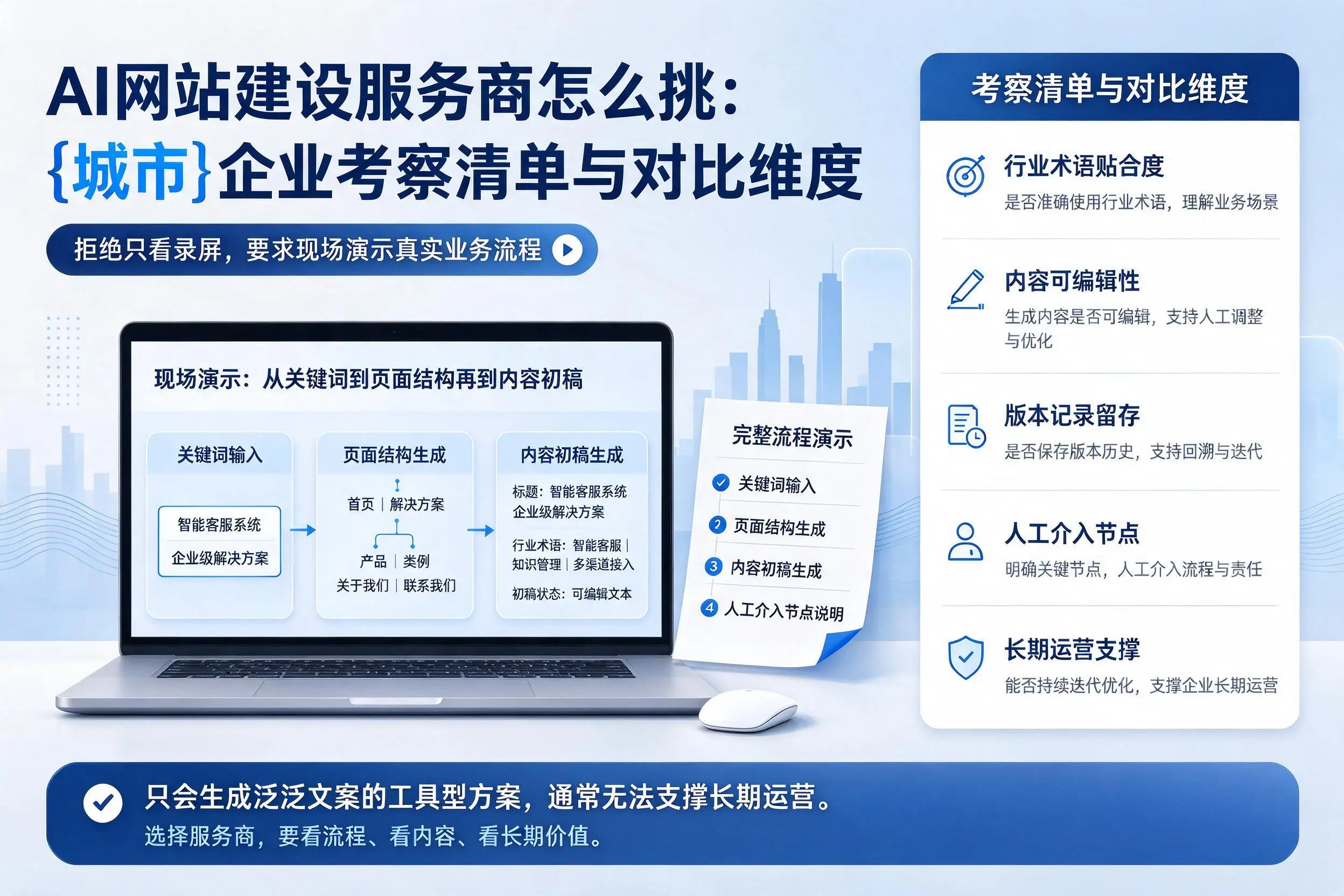 AI网站建设服务商怎么挑:宿迁企业考察清单与对比维度