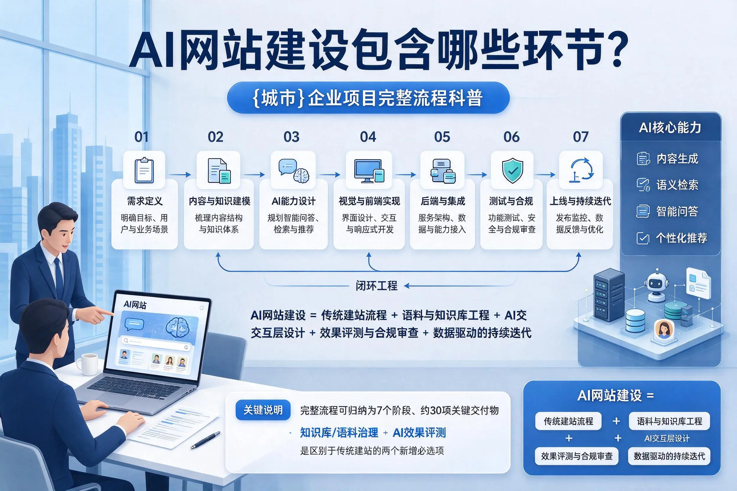 AI网站建设包含哪些环节?宿迁企业项目完整流程科普