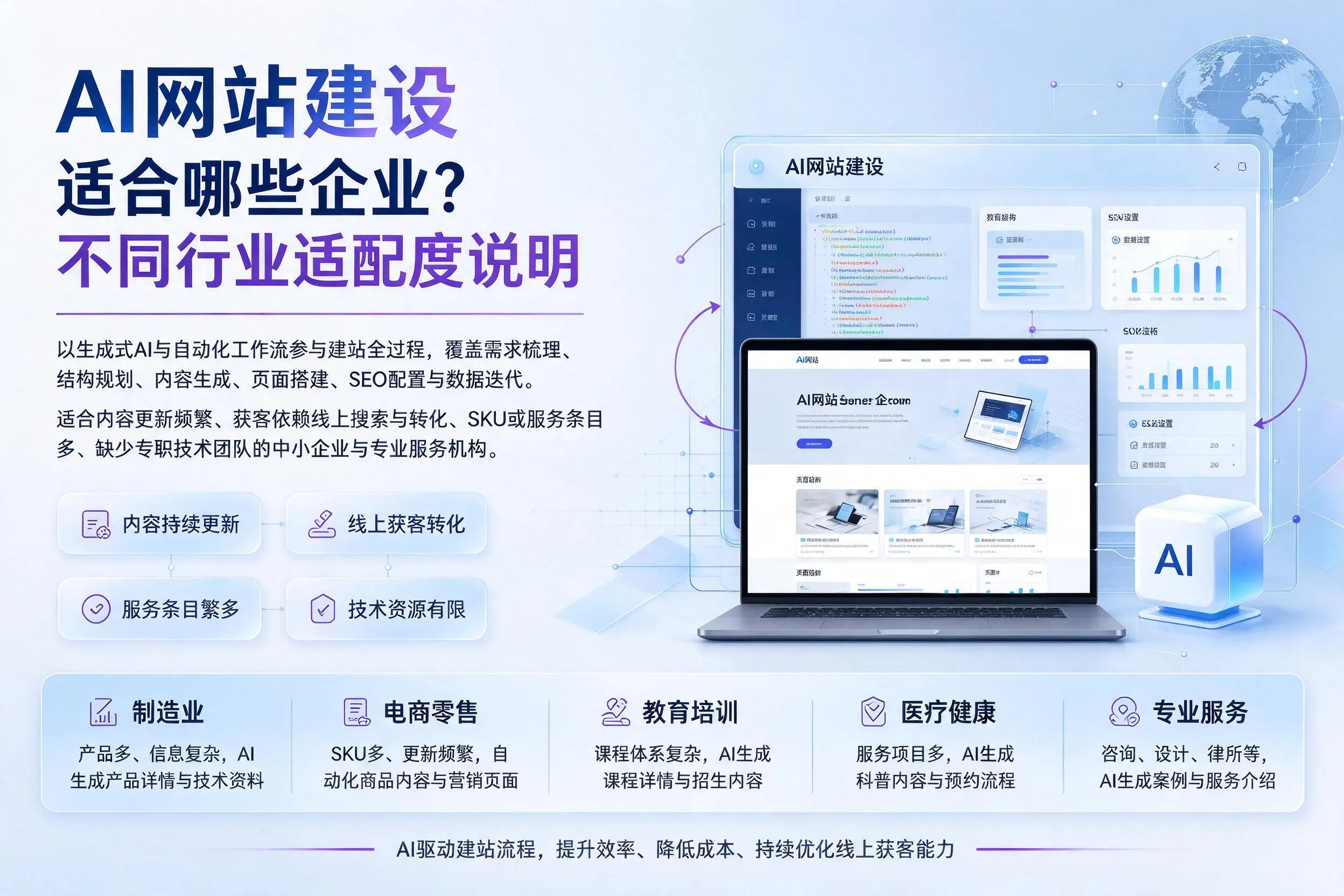AI网站建设适合哪些企业？宿迁不同行业适配度说明